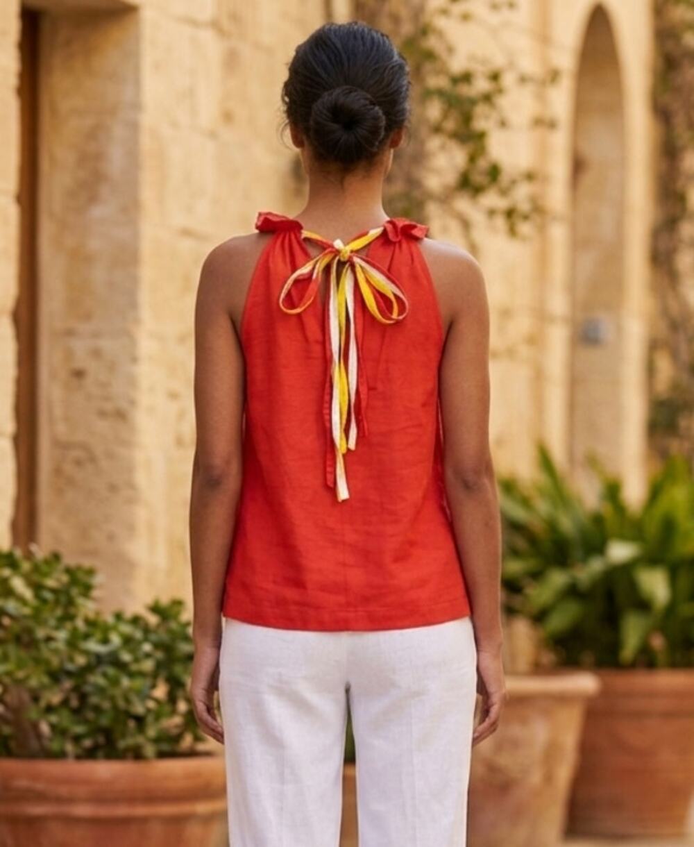 Trina Turk Silk & Cotton Moonbow Top. Size L. Retails $158
